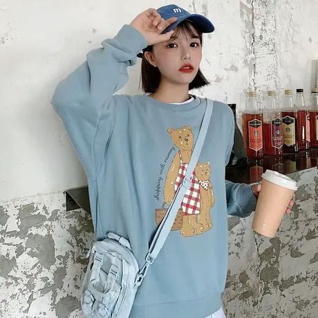 waitmore卫衣女2019初秋韩版潮宽松bf百搭薄款ins超火cec外套洋气商品大图