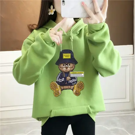 不起球加绒加厚大码卫衣秋冬韩版长袖宽松纯棉连帽卫衣女潮ins商品大图