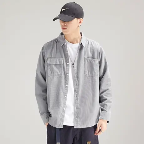 Modi Nick/摩帝尼克复古定制灯芯绒面料重磅洗水男士衬衫纯棉舒适商品大图