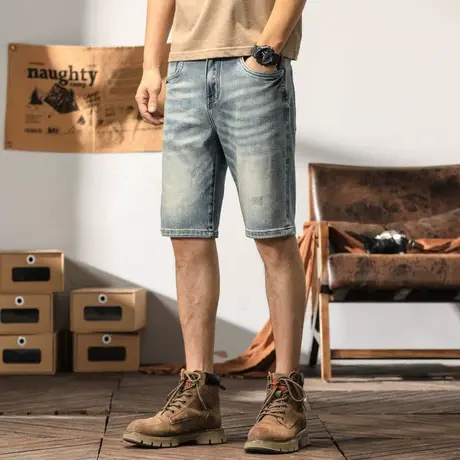 潮流百搭五分裤夏季薄款牛仔短裤时尚微弹宽松休闲牛仔中裤牛仔裤商品大图