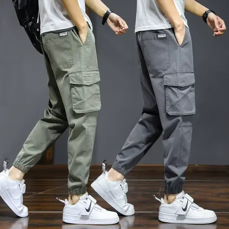 秋季广州新塘镇牛仔裤男士束脚宽松休闲男裤子夏季薄款多口袋工装图片