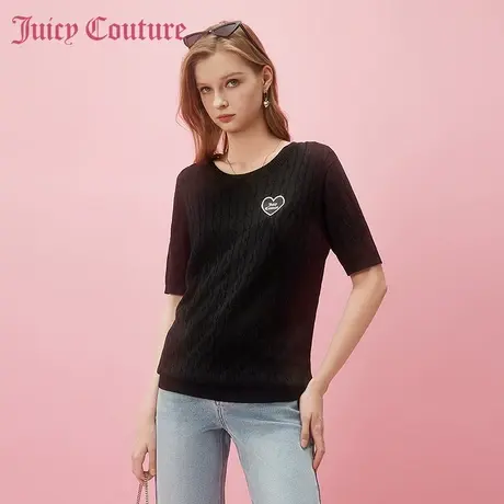 Juicy Couture橘滋2024早春日穿搭新款女刺绣绞花女士针织衫上衣图片