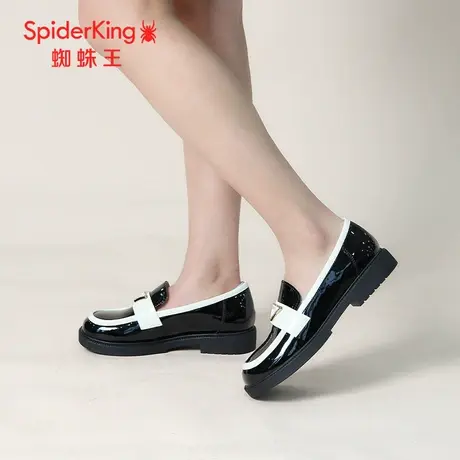 SPIDER KING/蜘蛛王乐福鞋女真皮2023秋商场新款皮鞋英伦亮皮软底图片