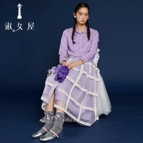 淑女屋官方旗舰店2022新款水晶鞋系列小园领针织小外套女上衣图片