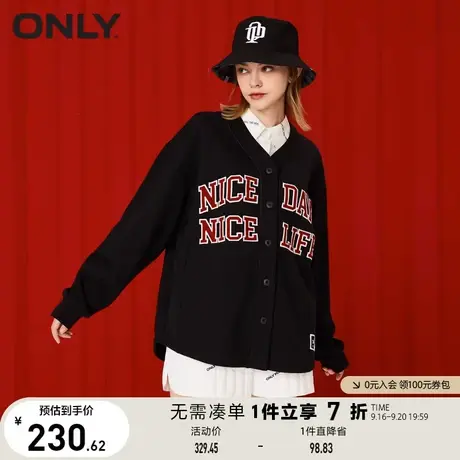 ONLY奥莱夏季时尚潮流休闲宽松V领棒球开衫卫衣女商品大图