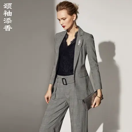 颈袖添香2023女装时尚气质修身显瘦女士职业装西装套装两件套商品大图