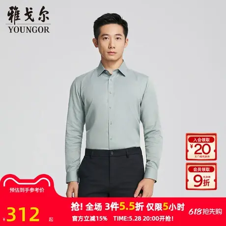 【商场同款】雅戈尔官方夏季新款商务男士浅绿素色DP长袖衬衫YLDP商品大图
