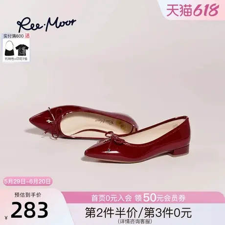 REEMOOR睿慕2025春夏新款蝴蝶结芭蕾舞鞋浅口尖头平底单鞋女鞋图片