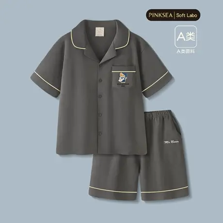 Pinksea纯棉男士睡衣夏季宽松短袖短裤可外穿夏天新款家居服套装商品大图