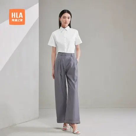 HLA/海澜之家自在唤我lady商务通勤女士正装短袖白衬衫夏新款衬衣商品大图