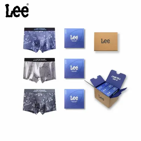 Lee满印牛仔印花男士内裤纯棉夏季透气四角裤平角裤男短裤裤衩商品大图