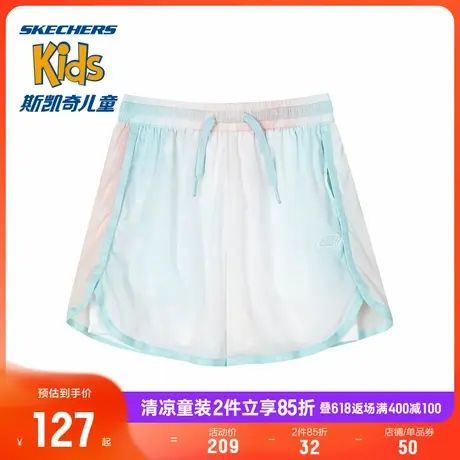 Skechers斯凯奇童装女童梭织短裤户外运动舒适透气夏季时尚休闲裤商品大图