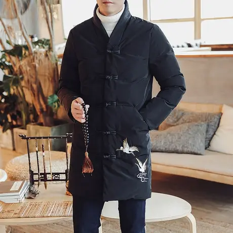 中国风棉衣加厚冬季汉服外套男装中长款复古盘扣唐装保暖冬装棉袄商品大图