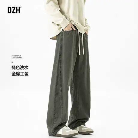 男士直筒军绿色工装裤男高级感痞帅青少年裤子2025新款休闲宽松裤商品大图
