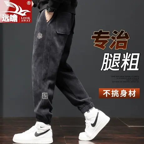 博澳绒休闲裤男2023新款宽松束脚长裤春秋季男士工装运动裤子男款商品大图