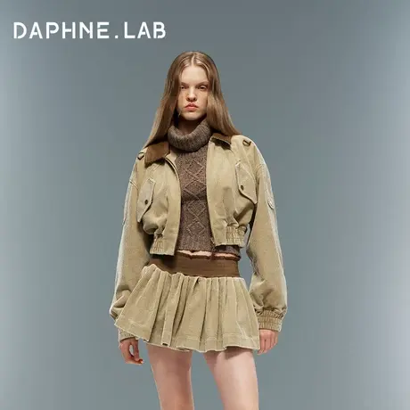 DAPHNE LAB复古灯芯绒棉夹克花苞蓬蓬蓬蓬裙两件套女图片