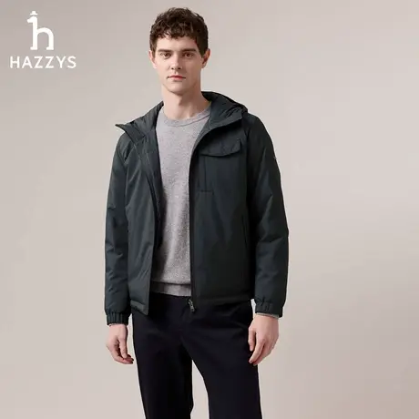 【商场同款】Hazzys哈吉斯男士双面穿羽绒服2025冬季新款连帽外套商品大图