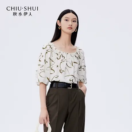 秋水伊人气质通勤上衣2025年夏季商场同款女时尚百搭方领设计衬衫图片