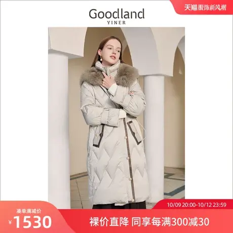 音儿美地女装2022冬季新款长款过膝加厚狐狸毛领羽绒服商品大图