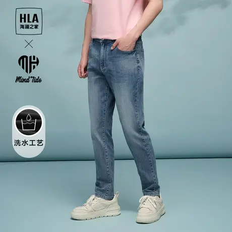 HLA/海澜之家循迹亦心即为系列牛仔裤24春夏新后腰皮标休闲裤子男图片