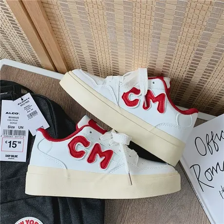 Betoo 复古红休闲板鞋女2022新款厚底小白鞋小众原创设计运动鞋商品大图