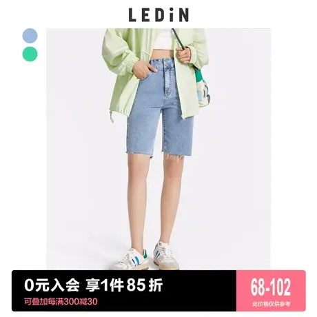 乐町高腰黑色牛仔裤女中裤休闲骑行裤子春夏新款宽松韩版短裤图片