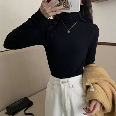 2023年春秋冬季新款女装爆款仿羊绒衫内搭针织打底衫上衣服长袖T图片