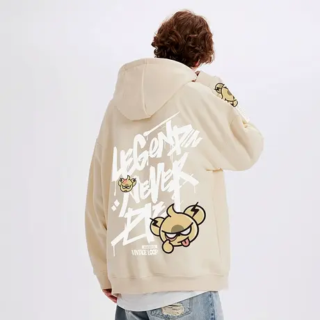 带帽oversize国潮美式街头嘻哈卡通卫衣男潮宽松潮流帽衫外套春季商品大图
