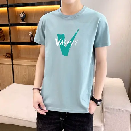 短袖T恤男纯棉上衣夏装圆领卫衣中学生半袖夏季休闲男装潮流汗衫商品大图