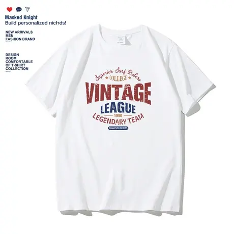 欧美潮牌字母印花t 恤夏季情侣装纯棉短袖男学生港风tee休闲体恤商品大图