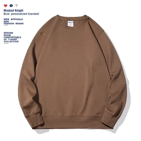 潮牌秋季港风潮牌纯色卫衣男青少年圆领薄款学生宽松休闲上衣图片