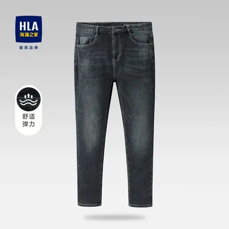 HLA/海澜之家简约牛仔裤秋季款经典舒适亲肤微弹五袋款猫须长裤男商品大图