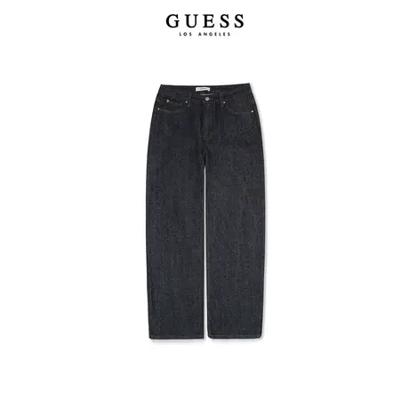 【38上新季】GUESS 女士水洗个性百搭高腰直筒牛仔裤商品大图