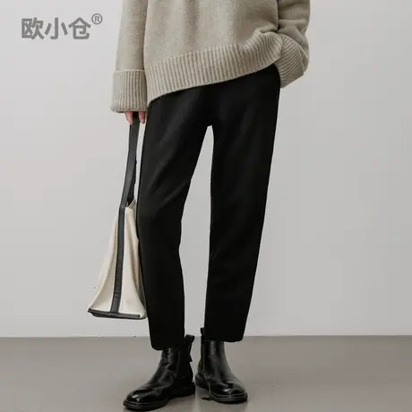 【直播间专享】软糯垂顺秋冬毛呢感梨型友好松紧腰九分锥裤图片