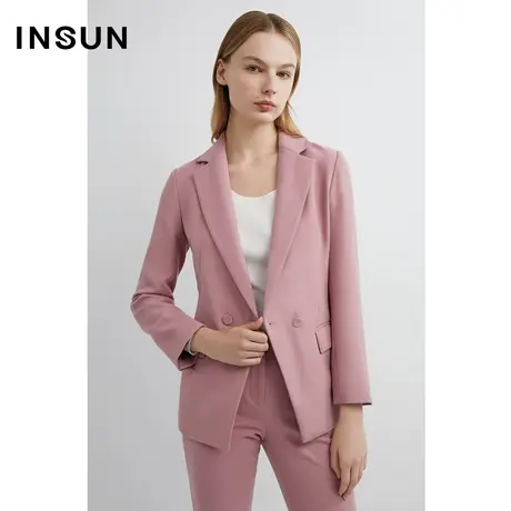 恩裳春季减龄淡雅粉色大方修身西外套商品大图