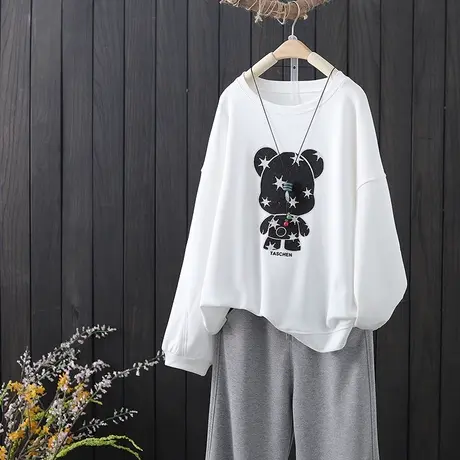 减龄烫钻长袖卫衣女宽松韩版2021春秋季薄款设计感小众上衣ins潮图片