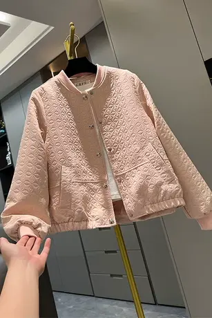 今年流行漂亮小香风棒球服外套女2025春秋季新款宽松菱格上衣夹克商品大图