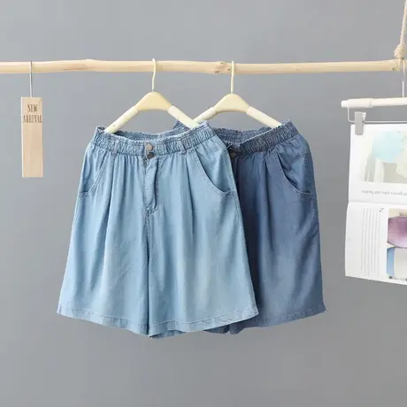 轻薄牛仔直筒短裤女夏季薄款2024年高腰显瘦宽松冰丝阔腿热裤中裤图片