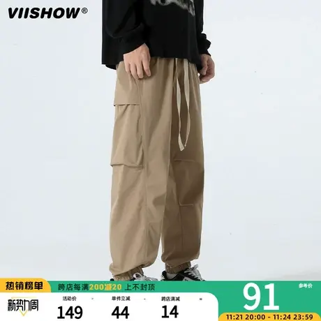 VIISHOW春秋时尚潮牌工装裤个性大口袋设计宽松弹力百搭束脚裤男商品大图