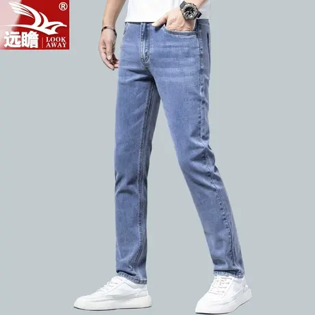 浅色牛仔裤男夏季薄款男裤百搭潮流夏天弹力男士修身小脚裤子男款商品大图
