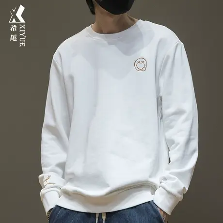 希越潮牌卫衣男士2024春秋新款长袖上衣男青少年白色宽松休闲男装商品大图