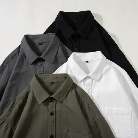 衬衫男春秋韩版百搭纯棉宽松内搭长袖衬衣ins潮流学院风大码外套商品大图