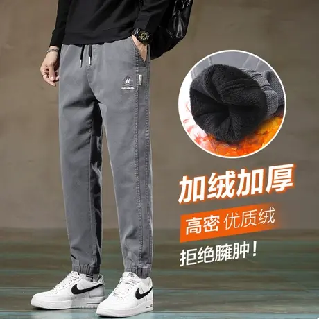 束脚加绒保暖美式潮牌工装秋冬款加厚防寒男士休闲裤子2024年新款商品大图