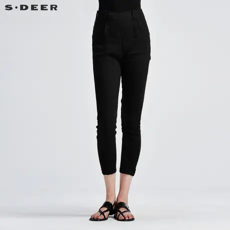 s.deer【商场同款】圣迪奥女夏独特设计感休闲长裤S16280828商品大图