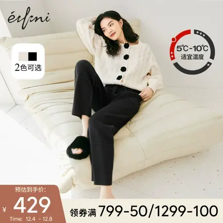 伊芙丽直筒裤女2021年新款裤子高腰休闲长裤针织裤黑色奶奶裤女冬📦商品大图