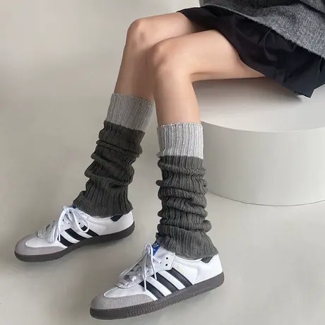 拼色长筒堆堆袜套女保暖加厚护腿脚套针织秋冬款亚文化显瘦护脚踝商品大图