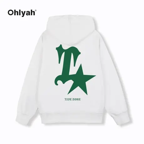 Ohlyah潮牌美式星星卫衣连帽情侣外套男女大码宽松潮班服定制帽衫商品大图