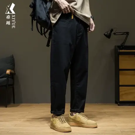 希越高级感黑色萝卜裤男士2024春季宽松大码休闲显瘦小直筒长裤子商品大图