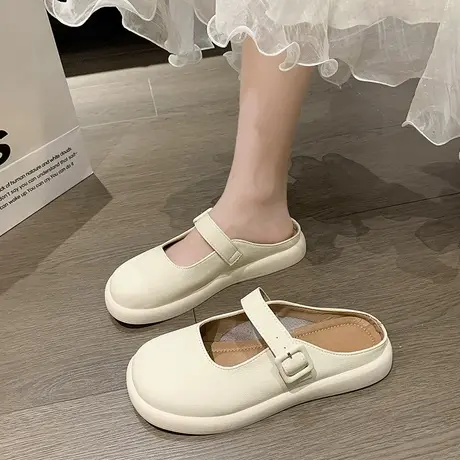 平底包头半拖鞋女软底夏季外穿2024年新款半托单鞋懒人鞋拖女百搭商品大图