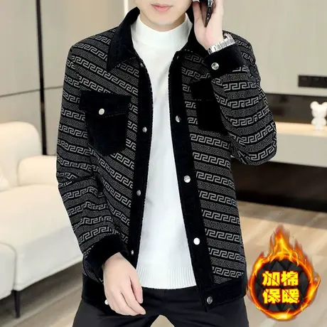 加厚加棉外套韩版潮牌痞帅男士休闲夹克冬季青年工装2022新款男装商品大图